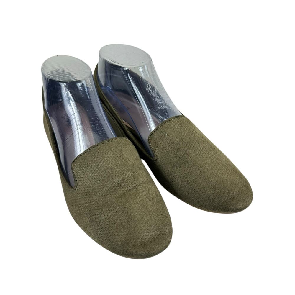 Fioni Desi Olive Faux Suede Green Slip On Comfort‎ Loafers Flats Size 8.5